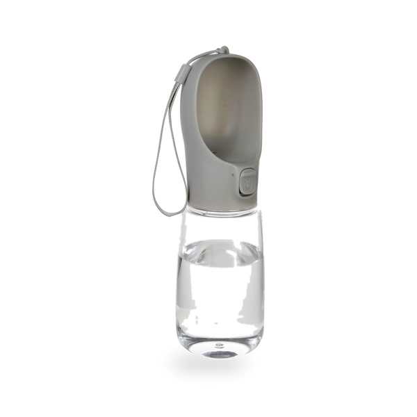 Naduva leakproof portable dog and cat water bottle in gray 300ml on white background